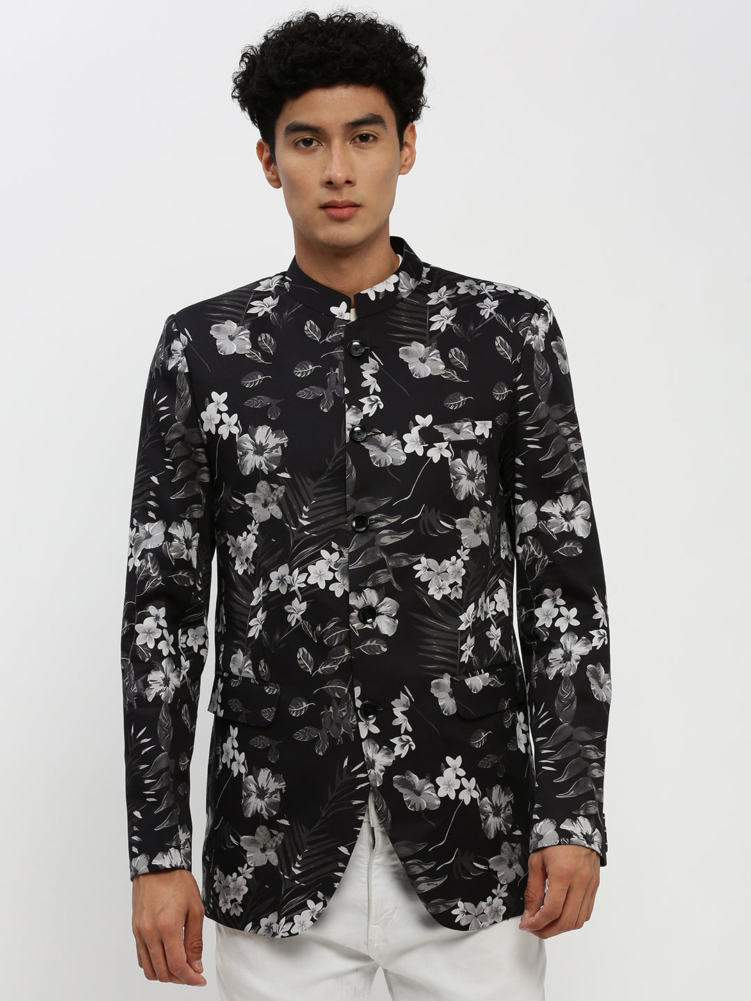 Men Black Printed Blazer