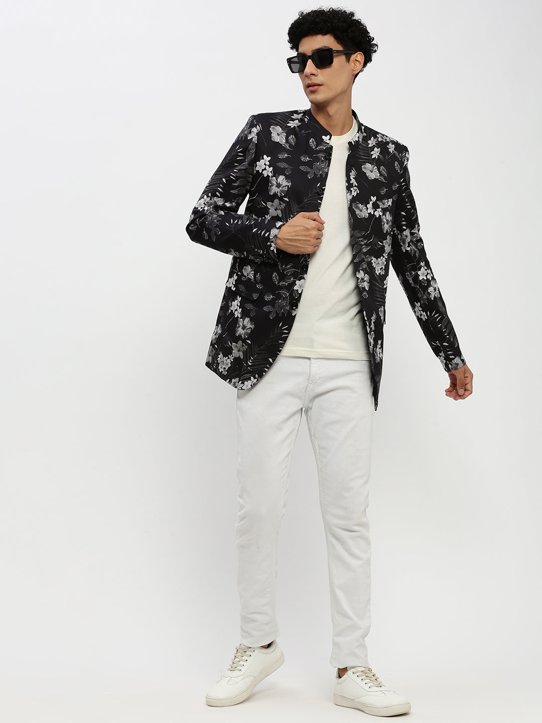 Men Black Printed Blazer