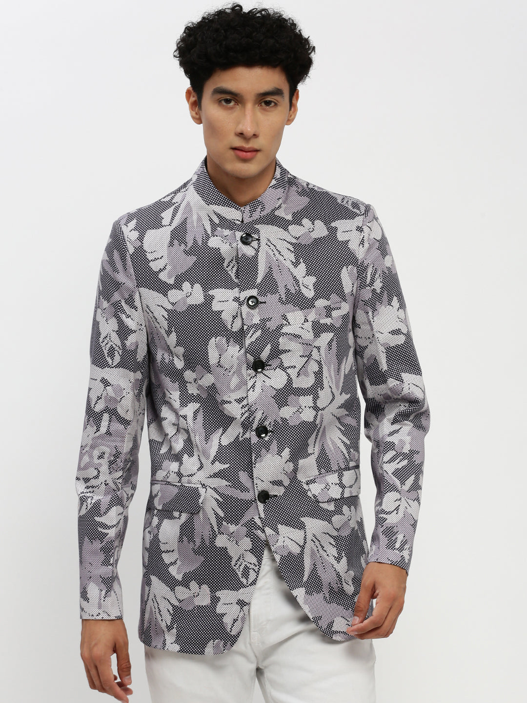 Men Grey Printed Blazer