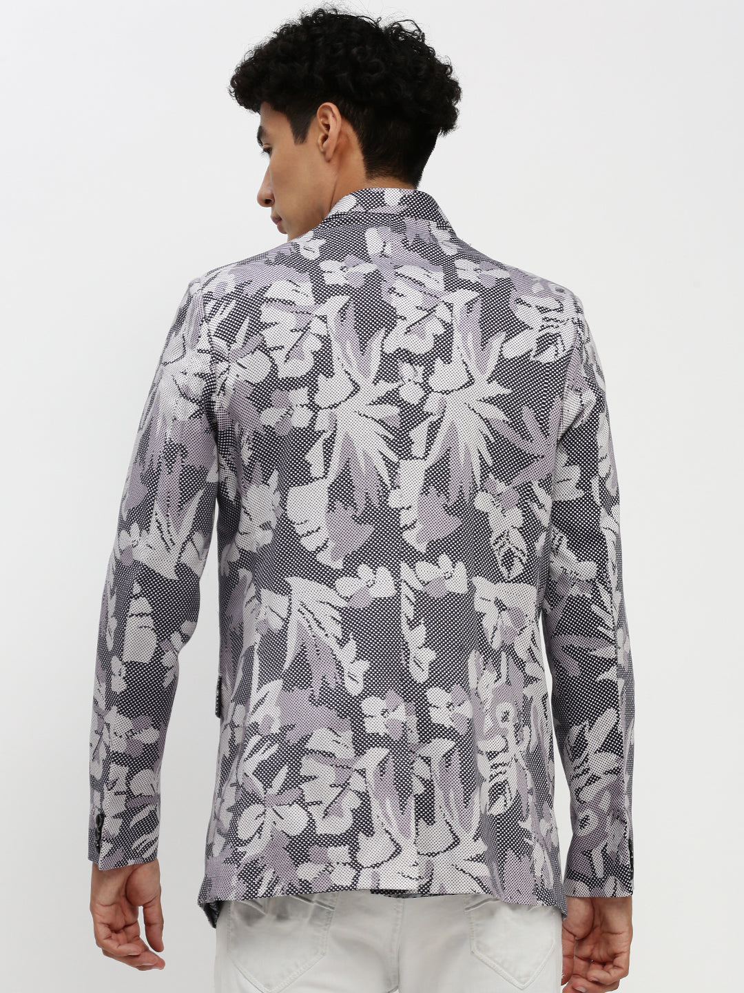 Men Grey Printed Blazer