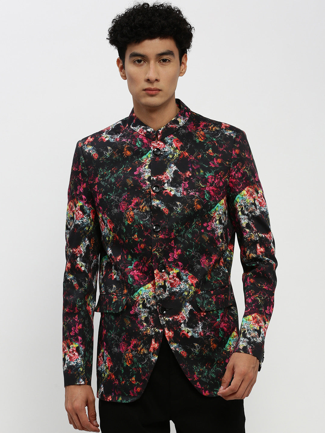 Men Black Printed Blazer