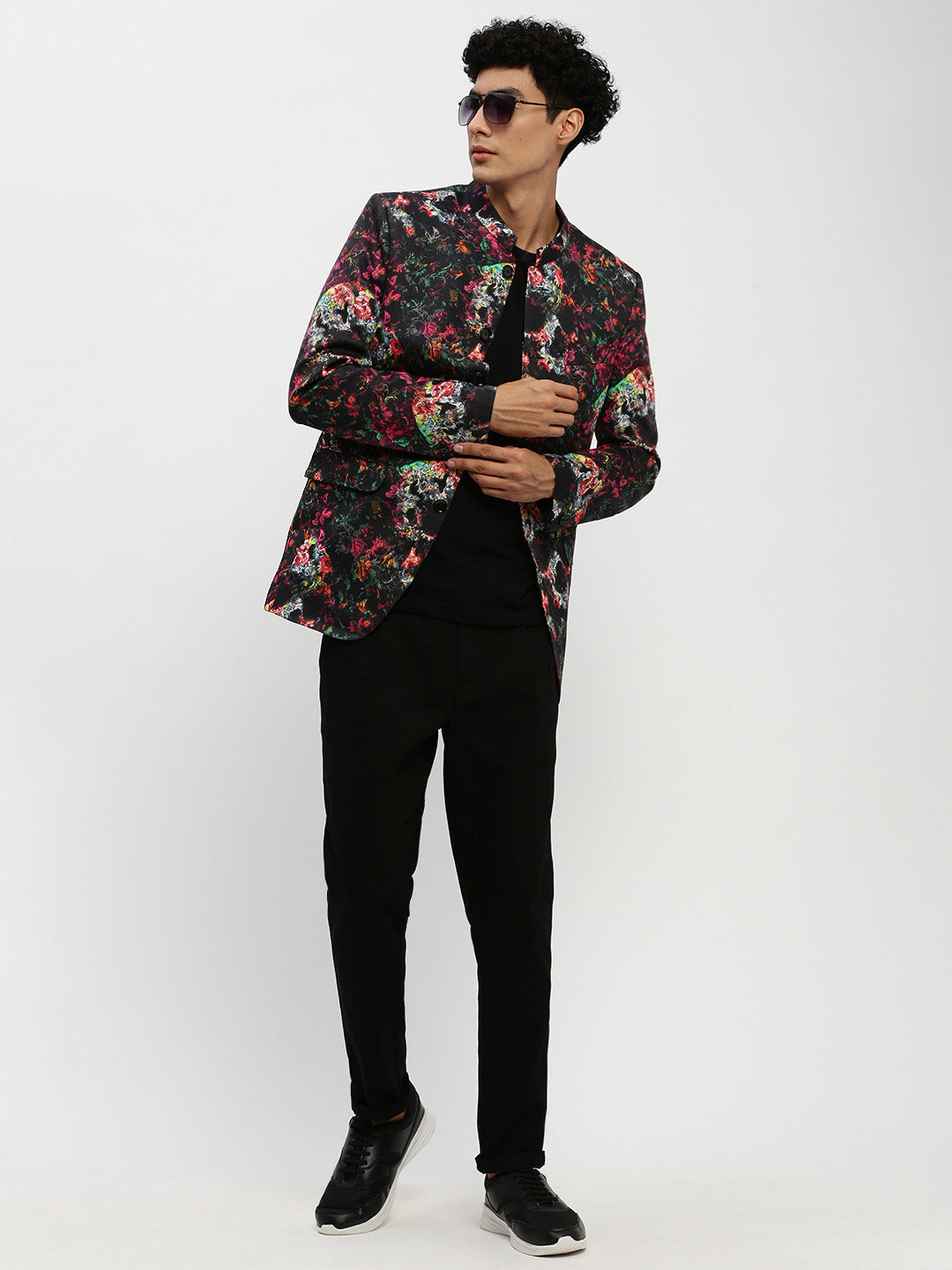 Men Black Printed Blazer