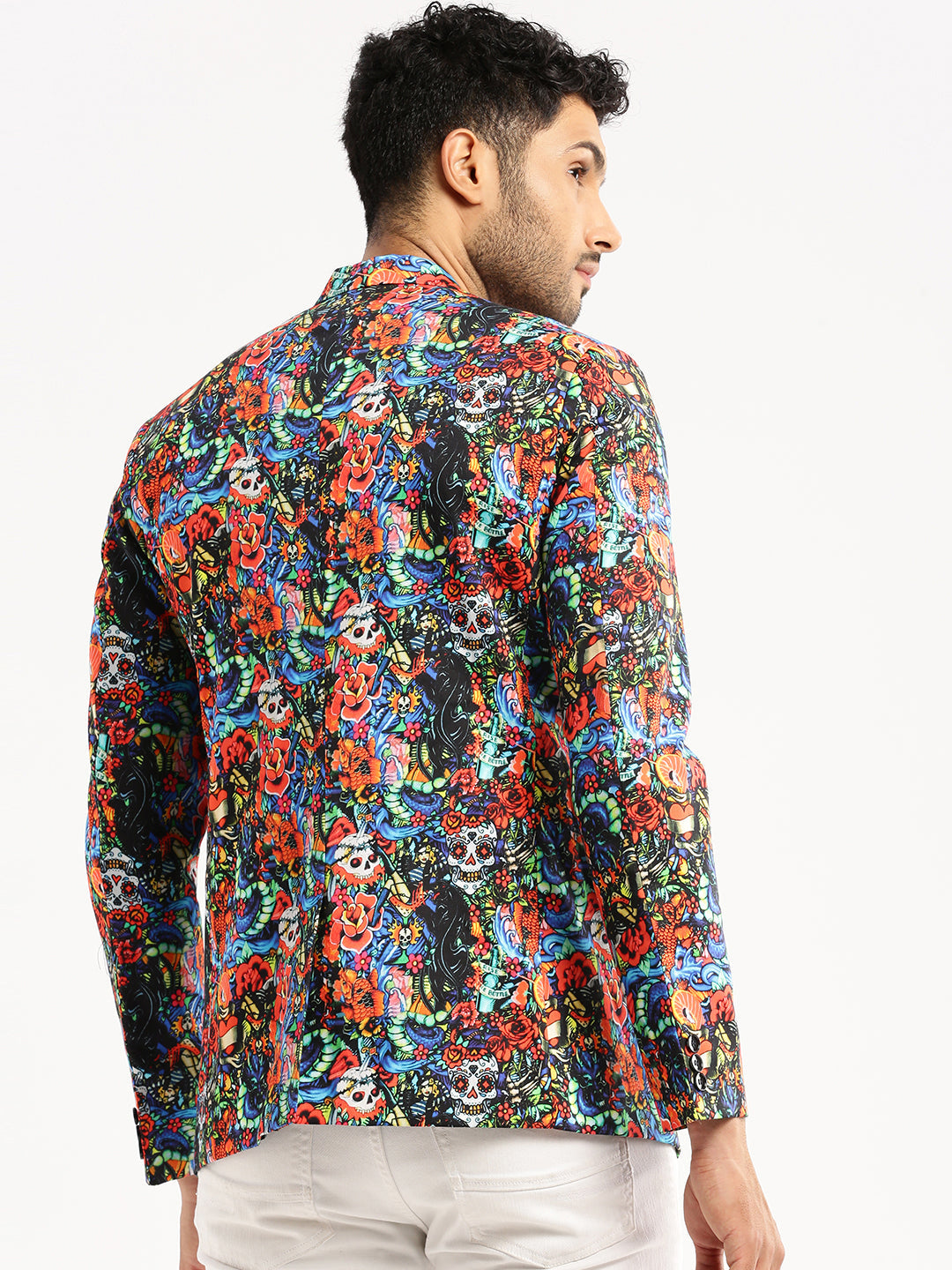 Men Multi Printed Notched Lapel Blazer