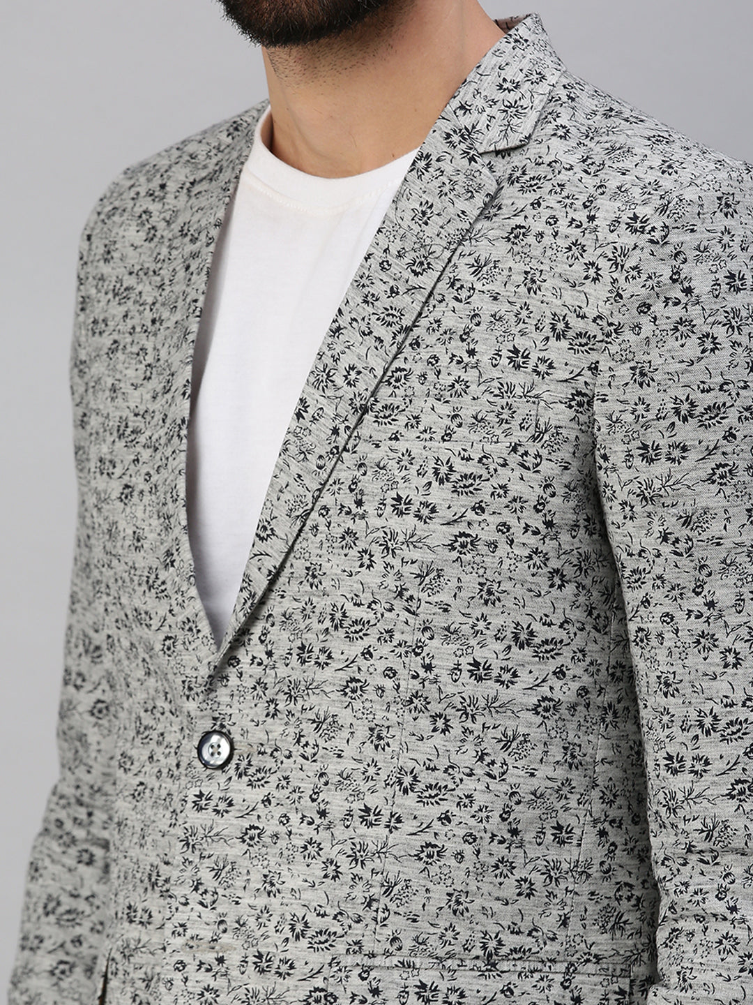 Men Grey Printed Party Blazers