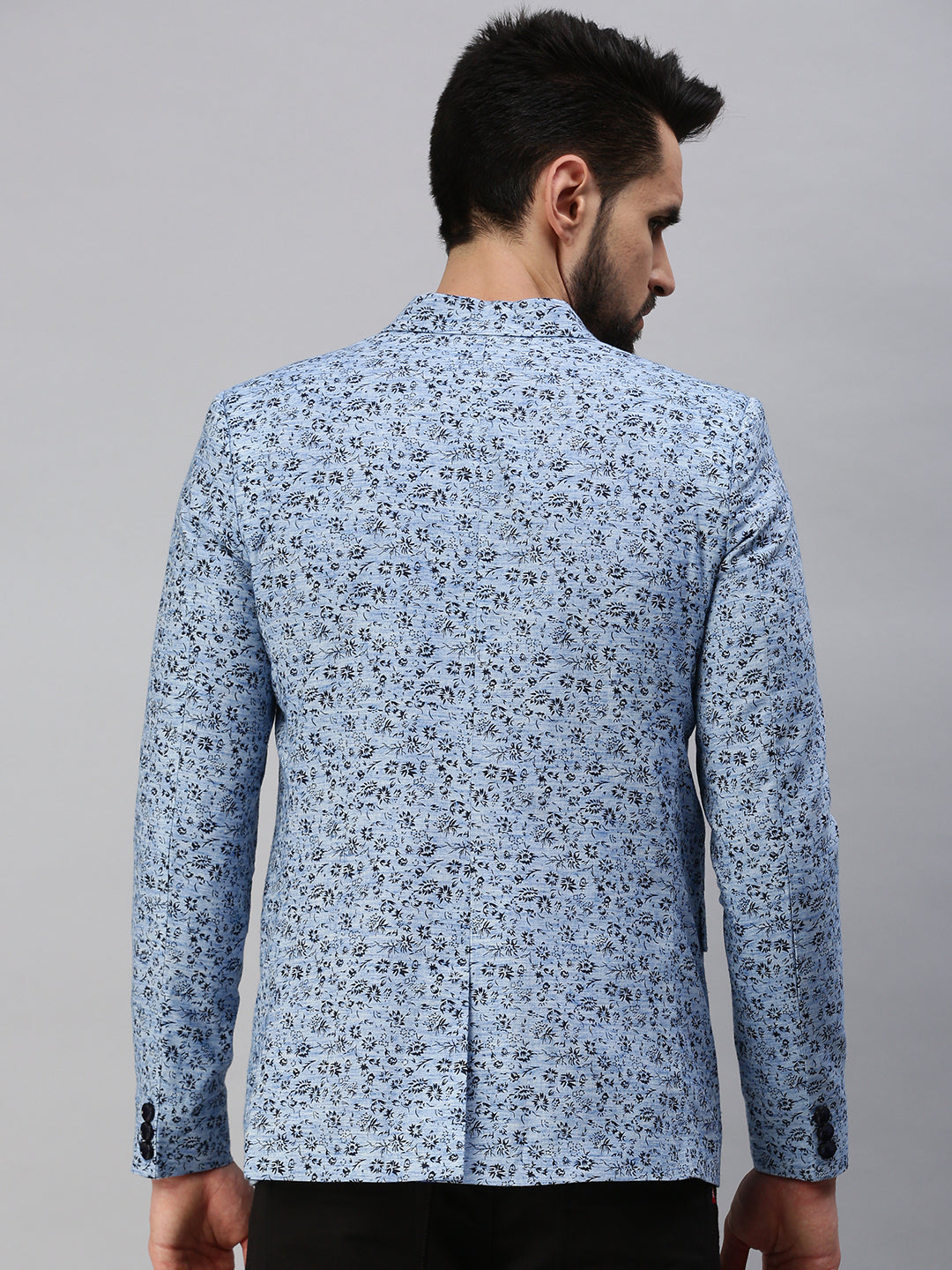 Men Blue Printed Party Blazers