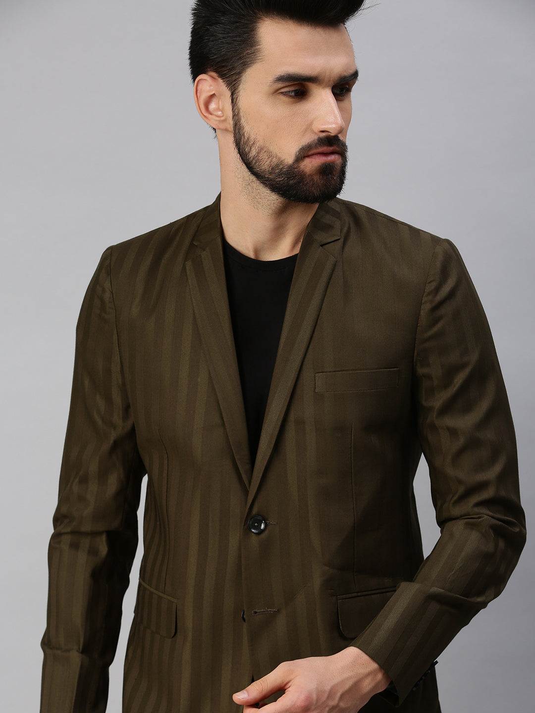 Men Brown Solid Party Blazers