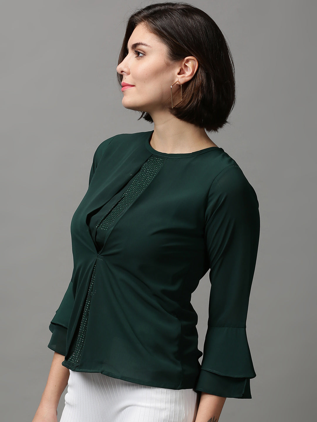 Women's Green Solid Top