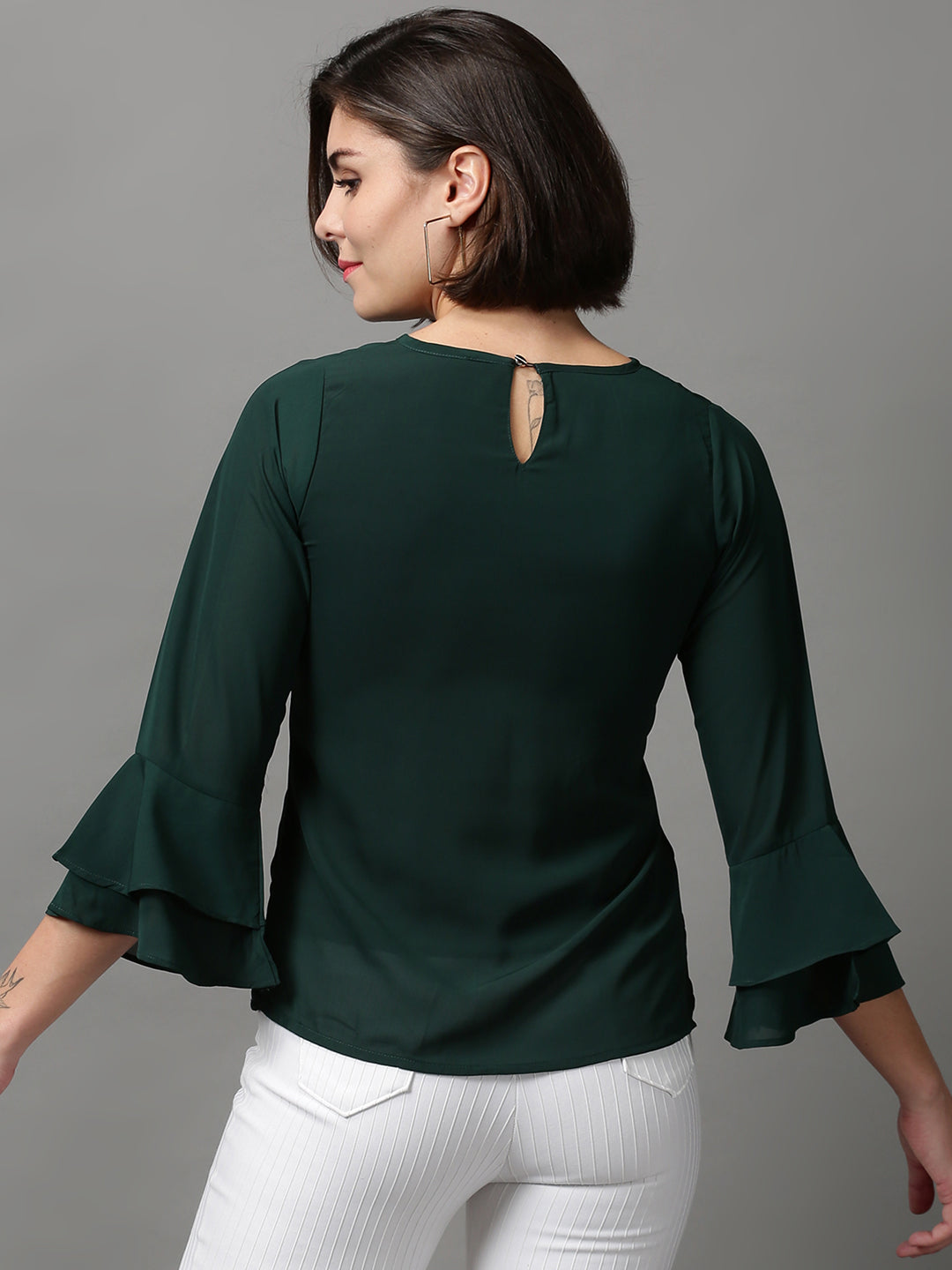 Women's Green Solid Top