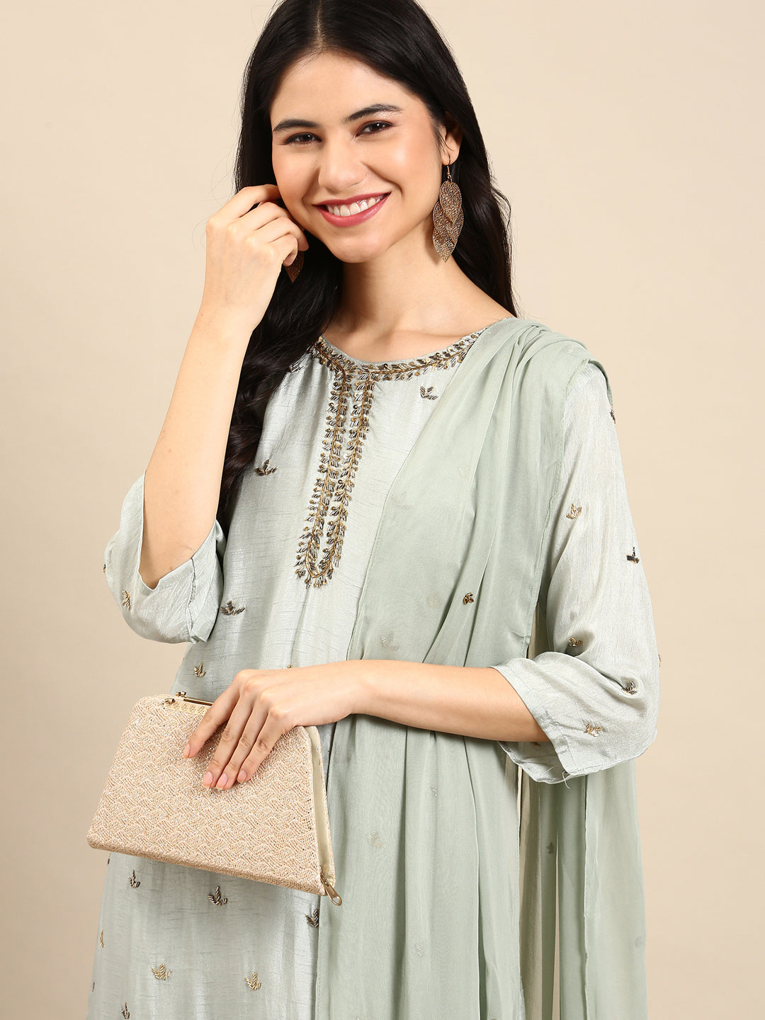 Women's Sea Green Solid Kurta Set