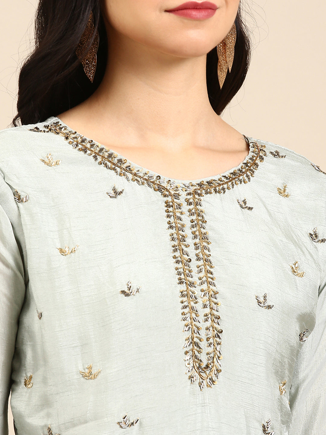 Women's Sea Green Solid Kurta Set