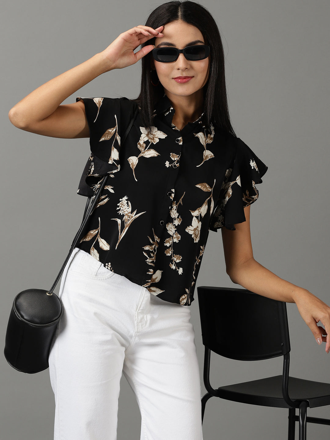 Women's Black Printed Shirt