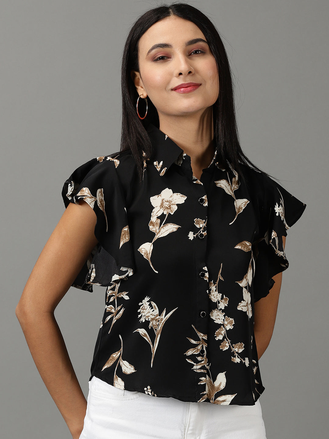 Women's Black Printed Shirt