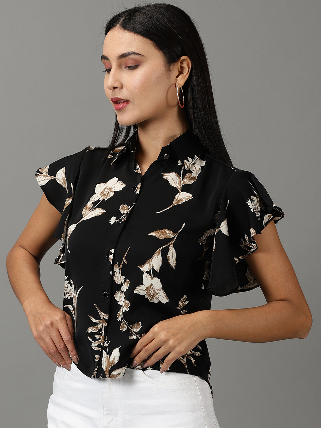 Women's Black Printed Shirt