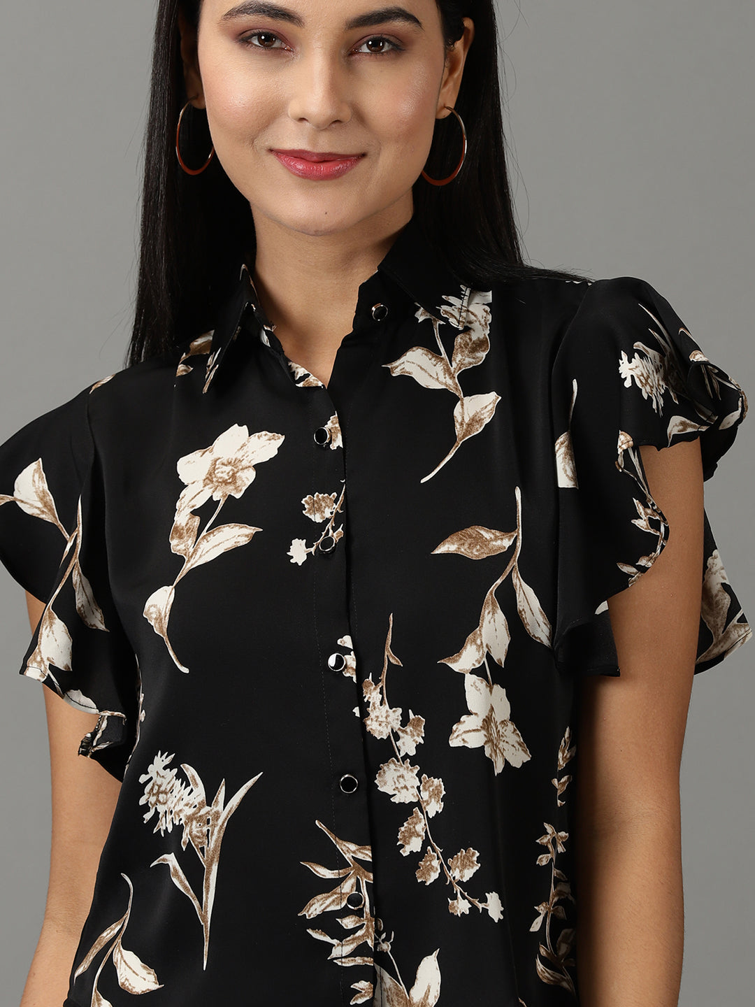 Women's Black Printed Shirt