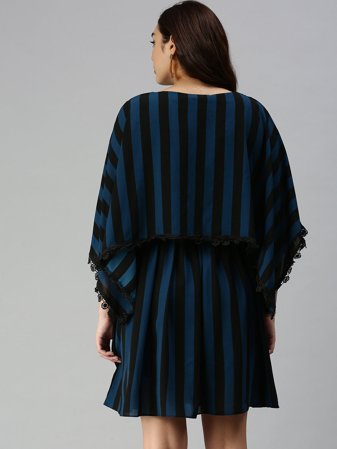 Women's Black Striped Kaftan Dress