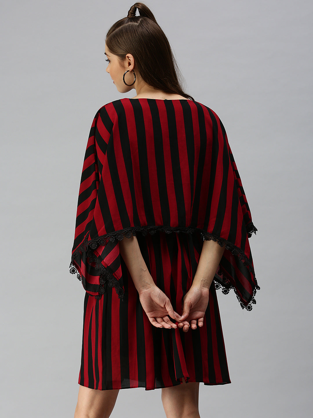 Women's Black Striped Kaftan Dress