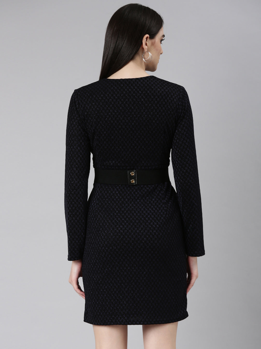 Women Black Embellished Wrap Dress