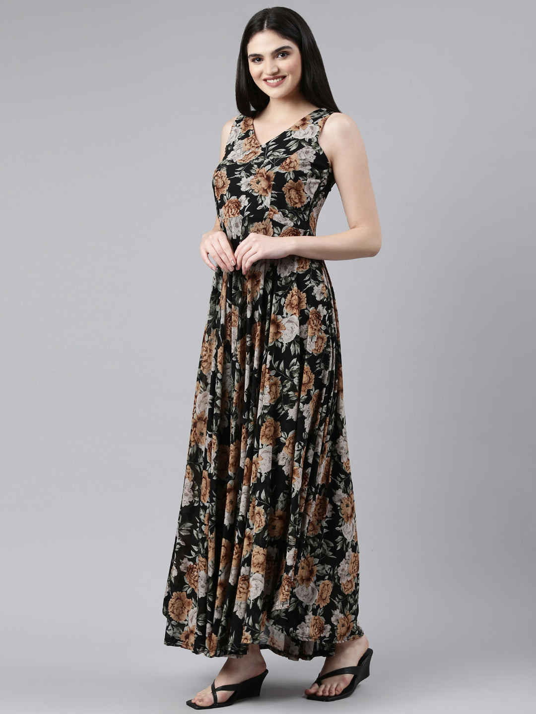 Women Black Printed Maxi Dress