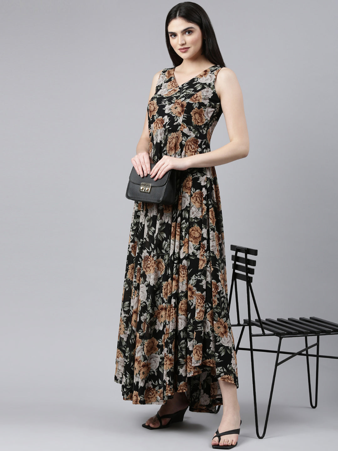 Women Black Printed Maxi Dress