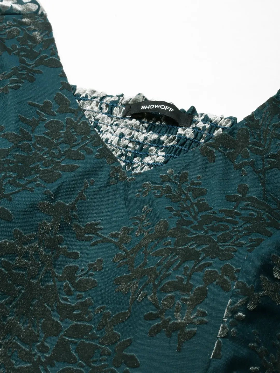 Women's Teal Printed Gown Dress