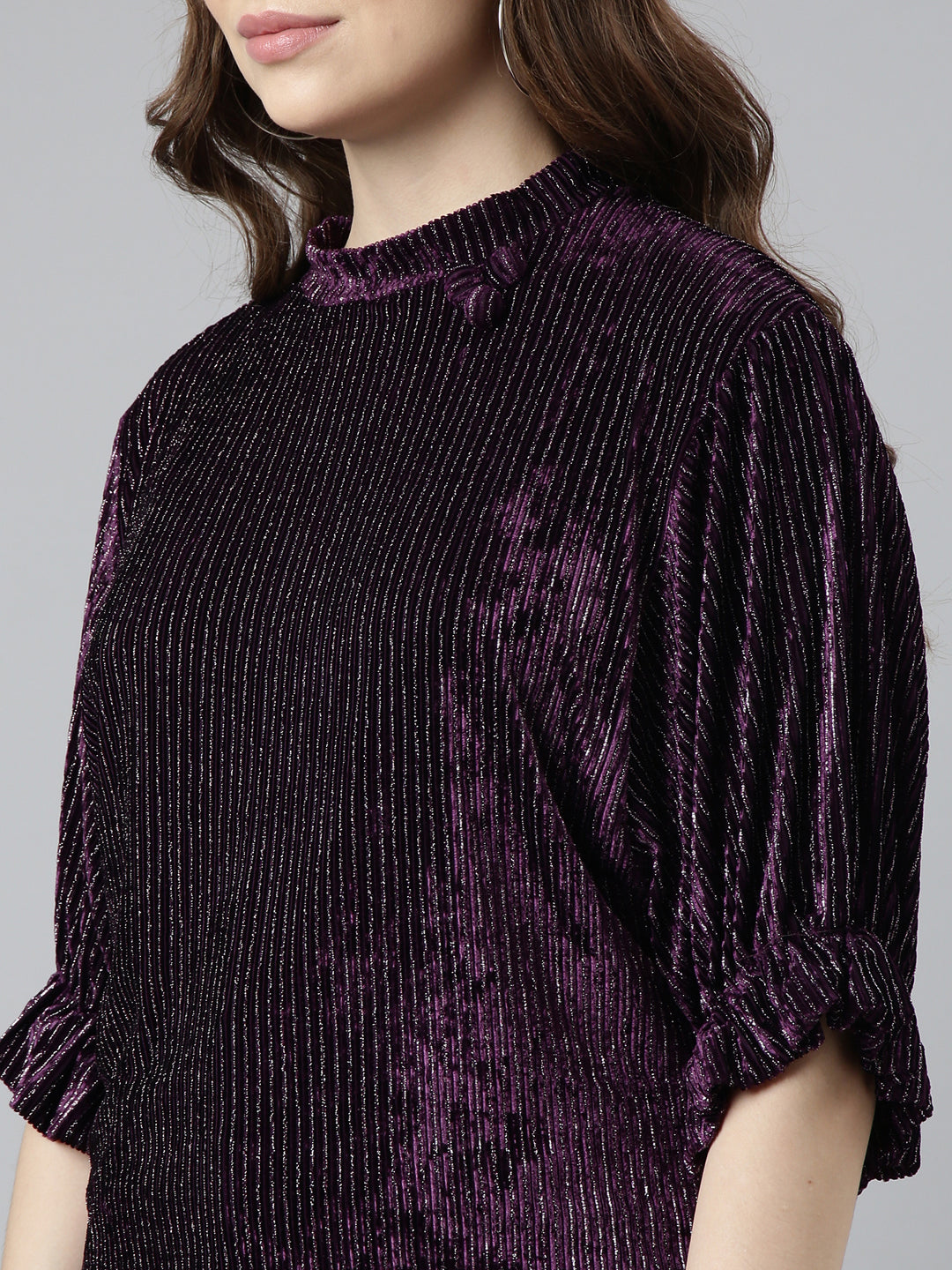 Women Purple Vertical Stripes Top