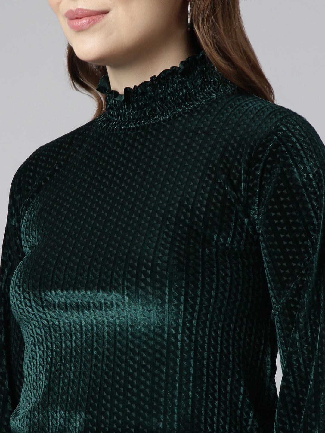 Women Green Solid Top