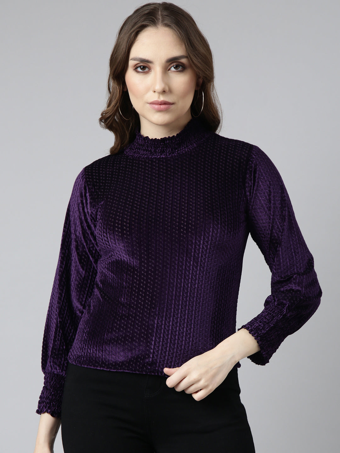 Women Purple Solid Top