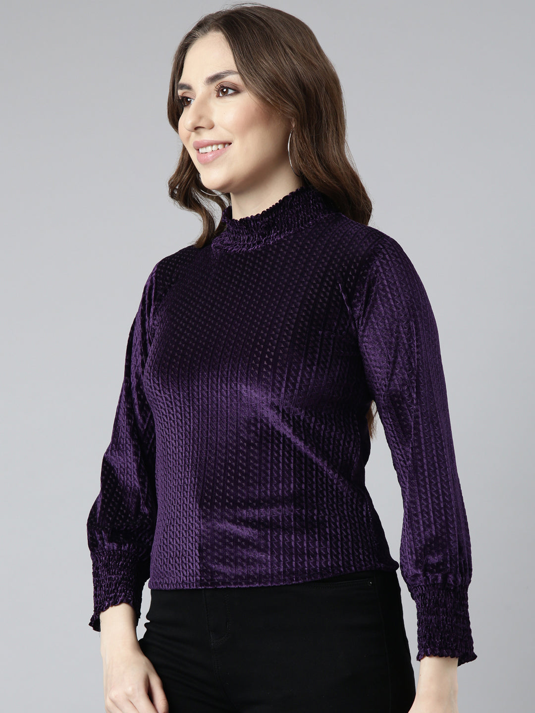 Women Purple Solid Top