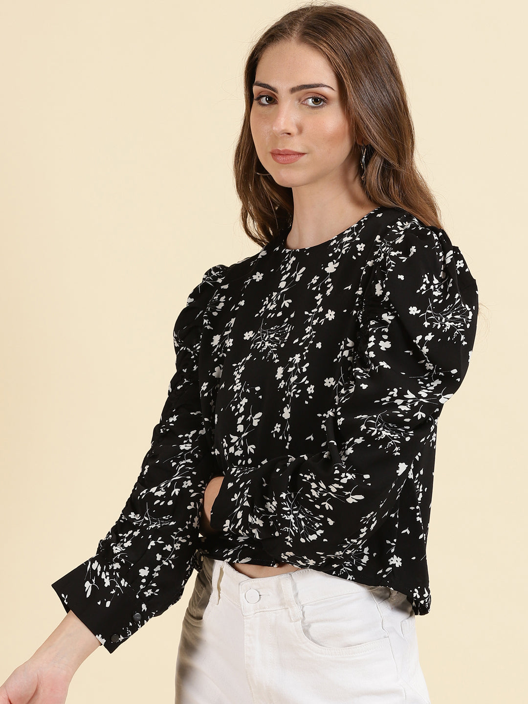 Women's Black Printed Top