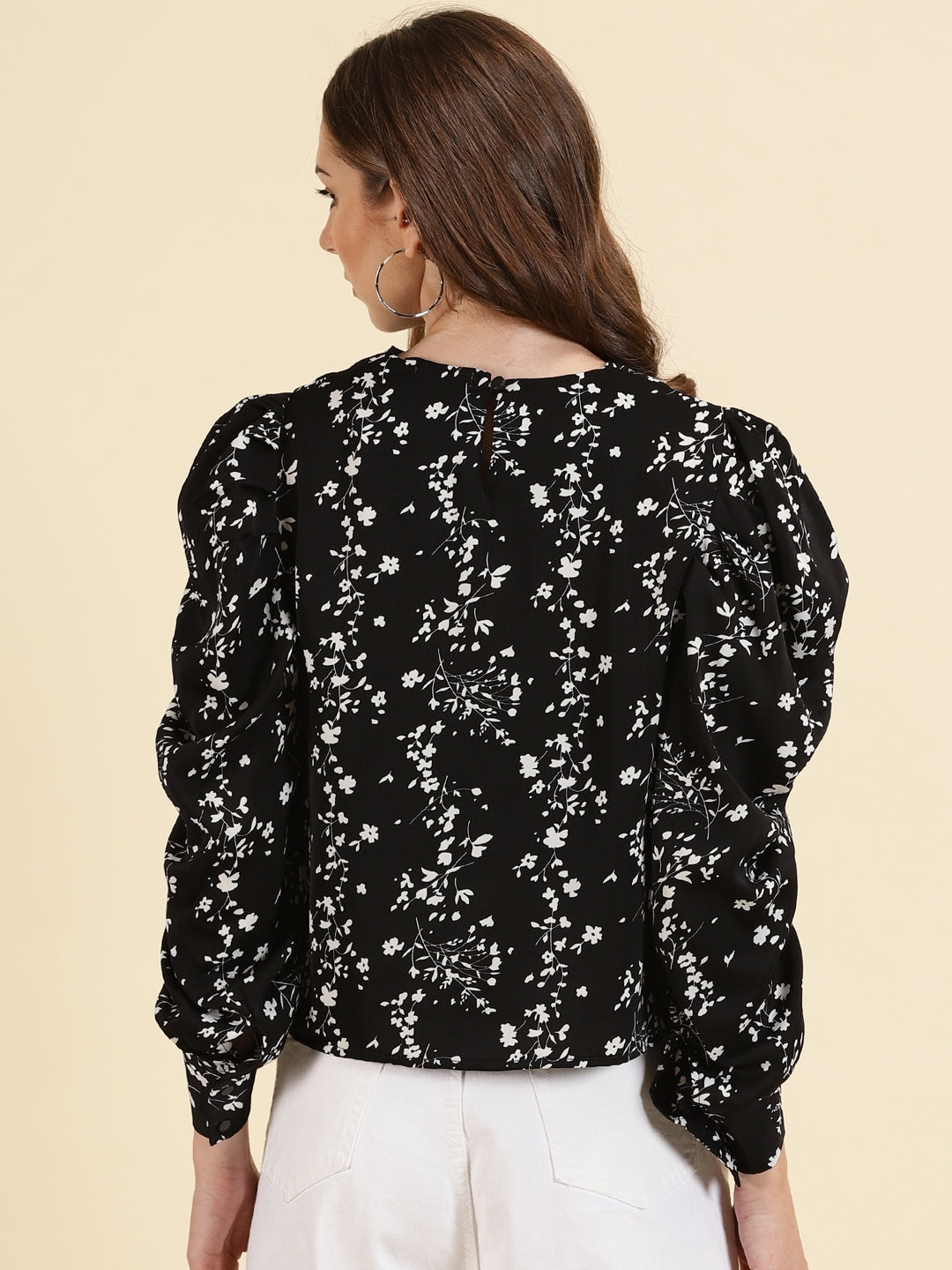 Women's Black Printed Top