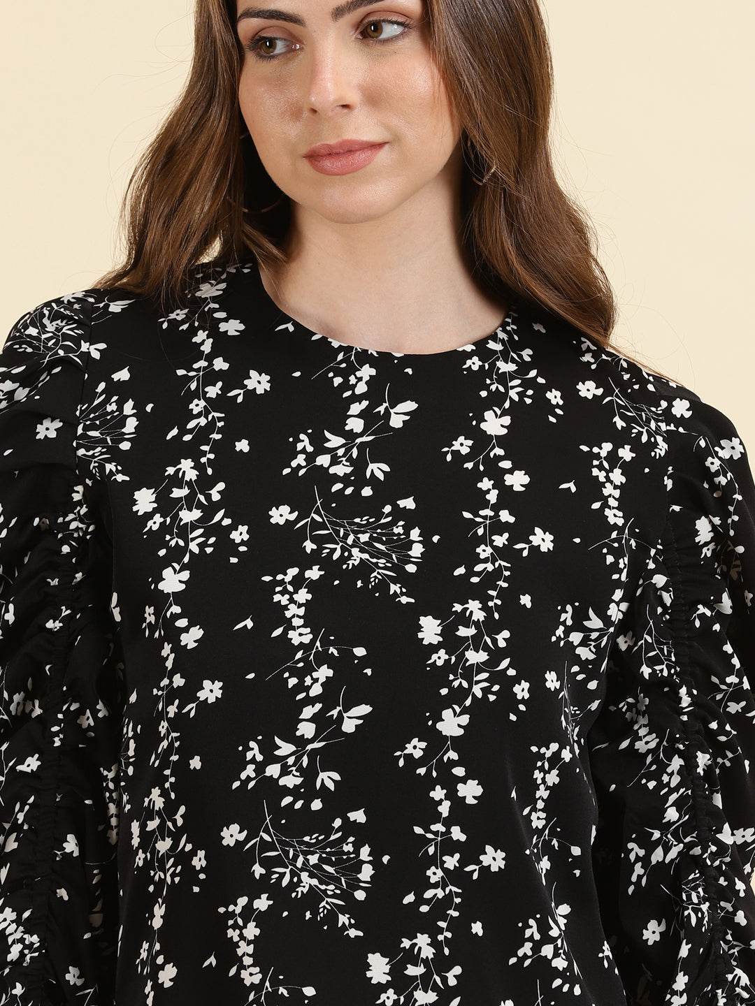 Women's Black Printed Top