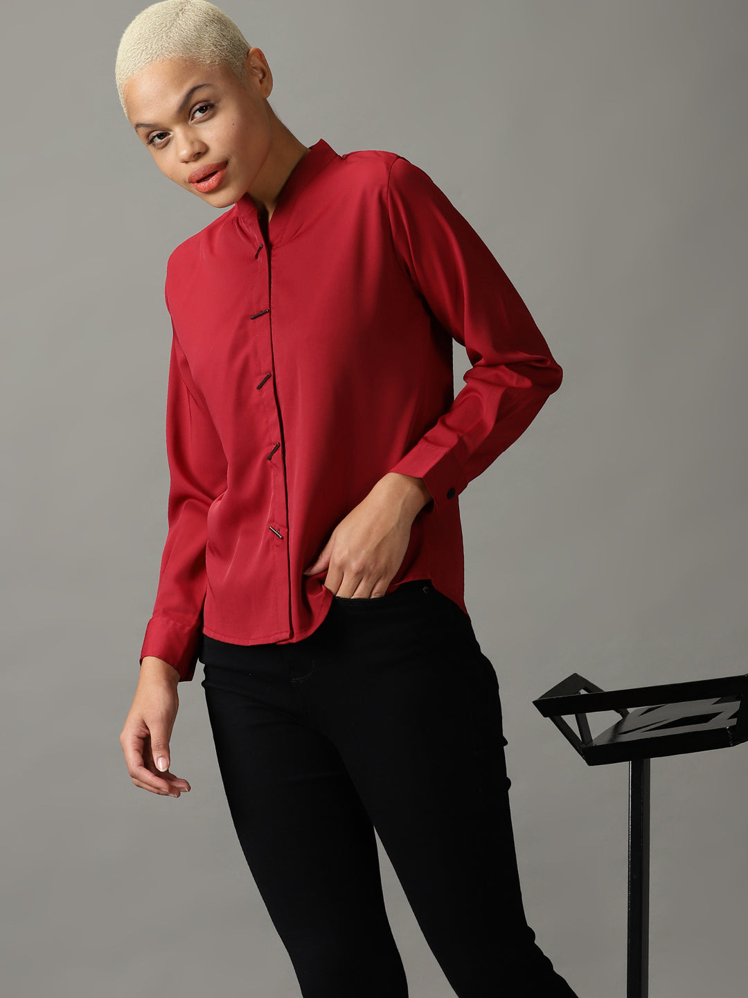 Women's Red Solid Shirt