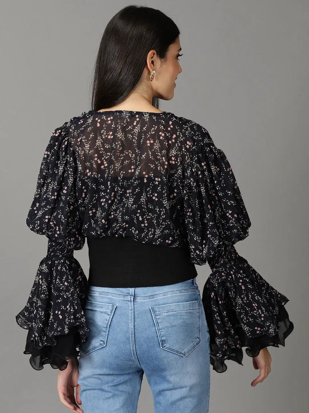 Women's Navy Blue Printed Top