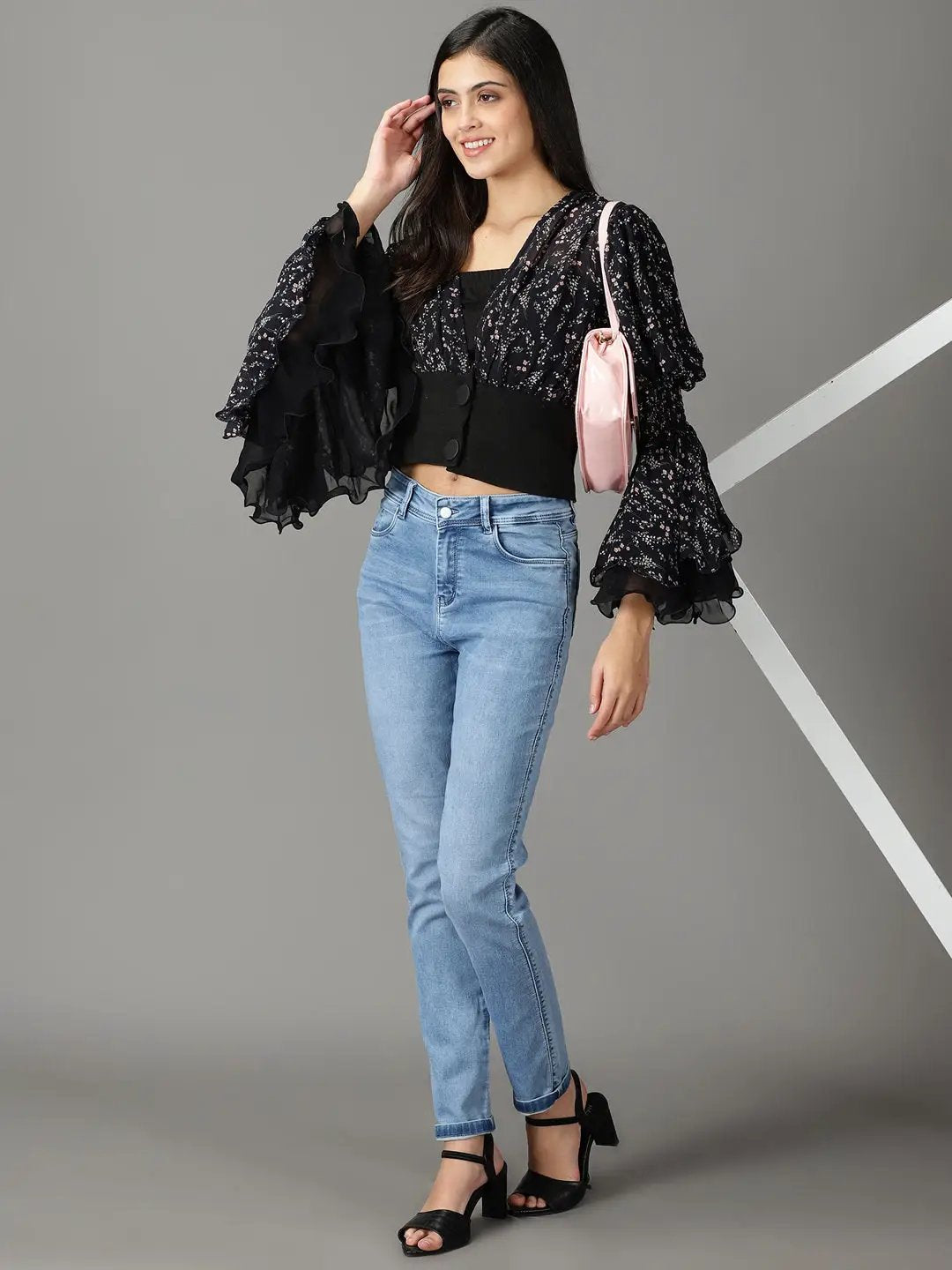 Women's Navy Blue Printed Top