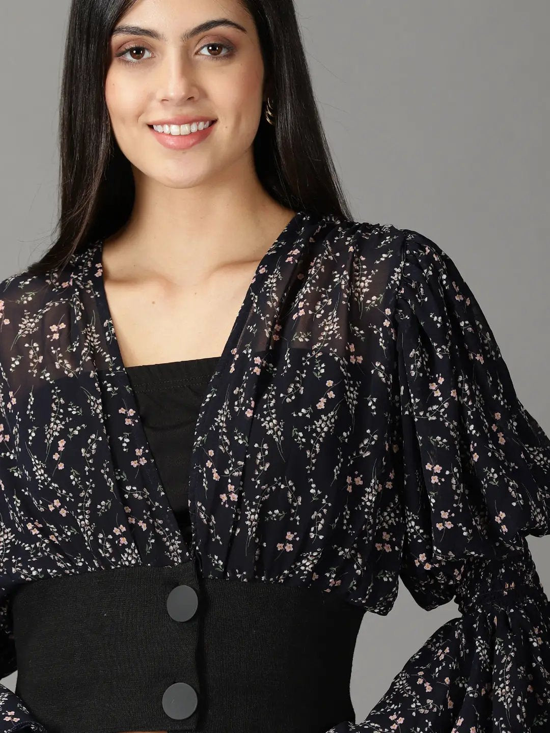 Women's Navy Blue Printed Top