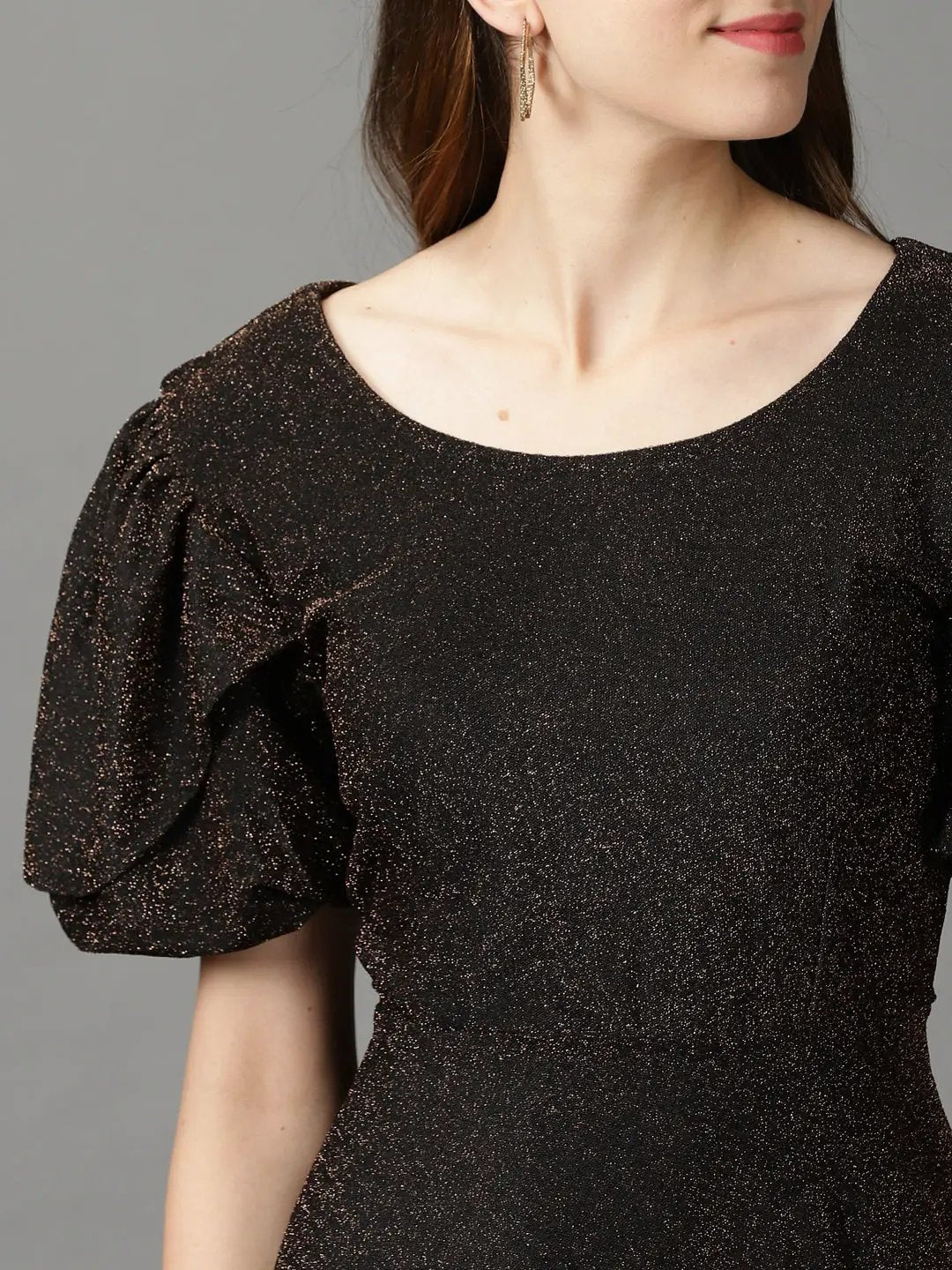 Women's Bronze Solid A-Line Dress