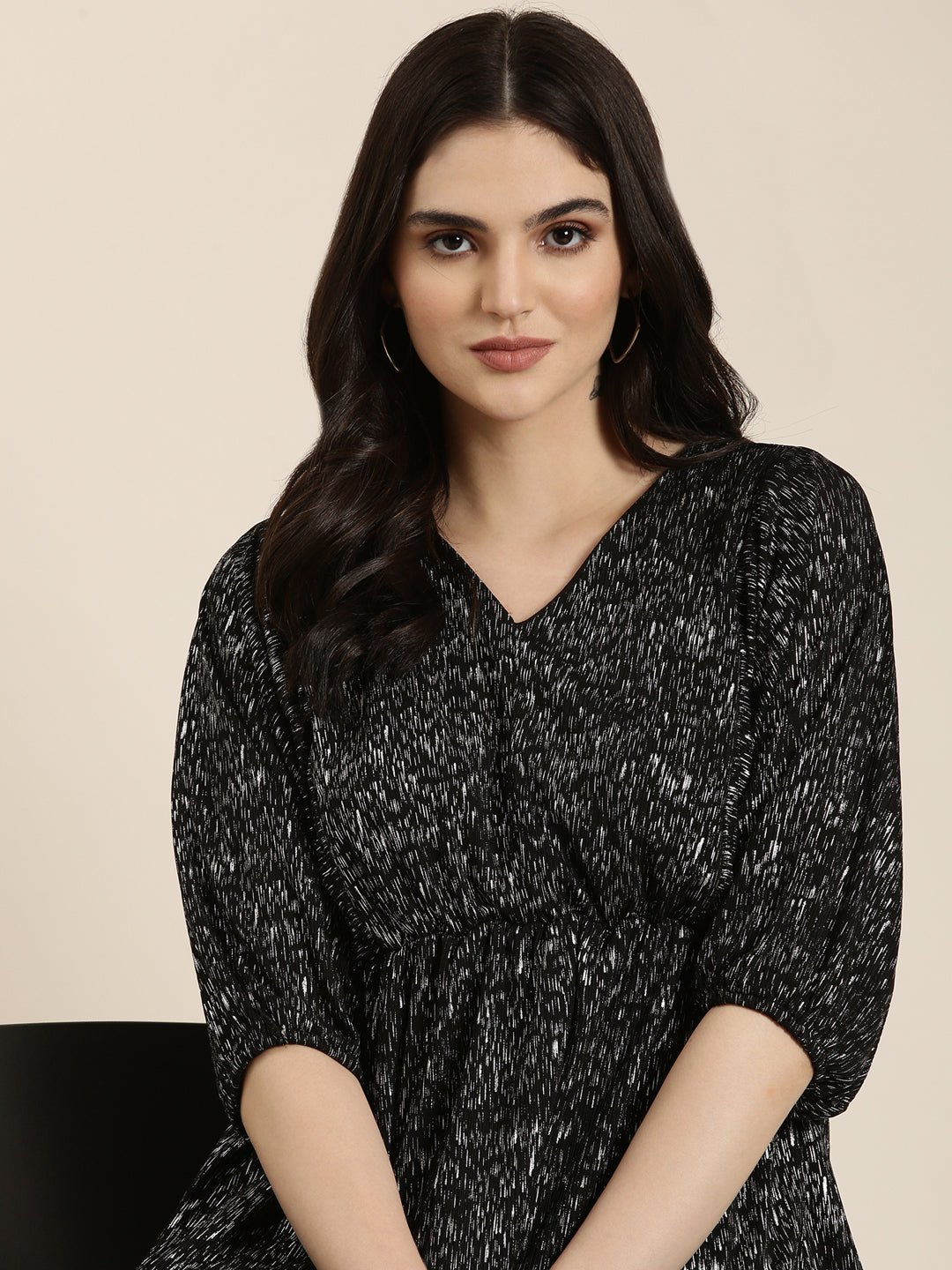 Women Black Printed Peplum Top