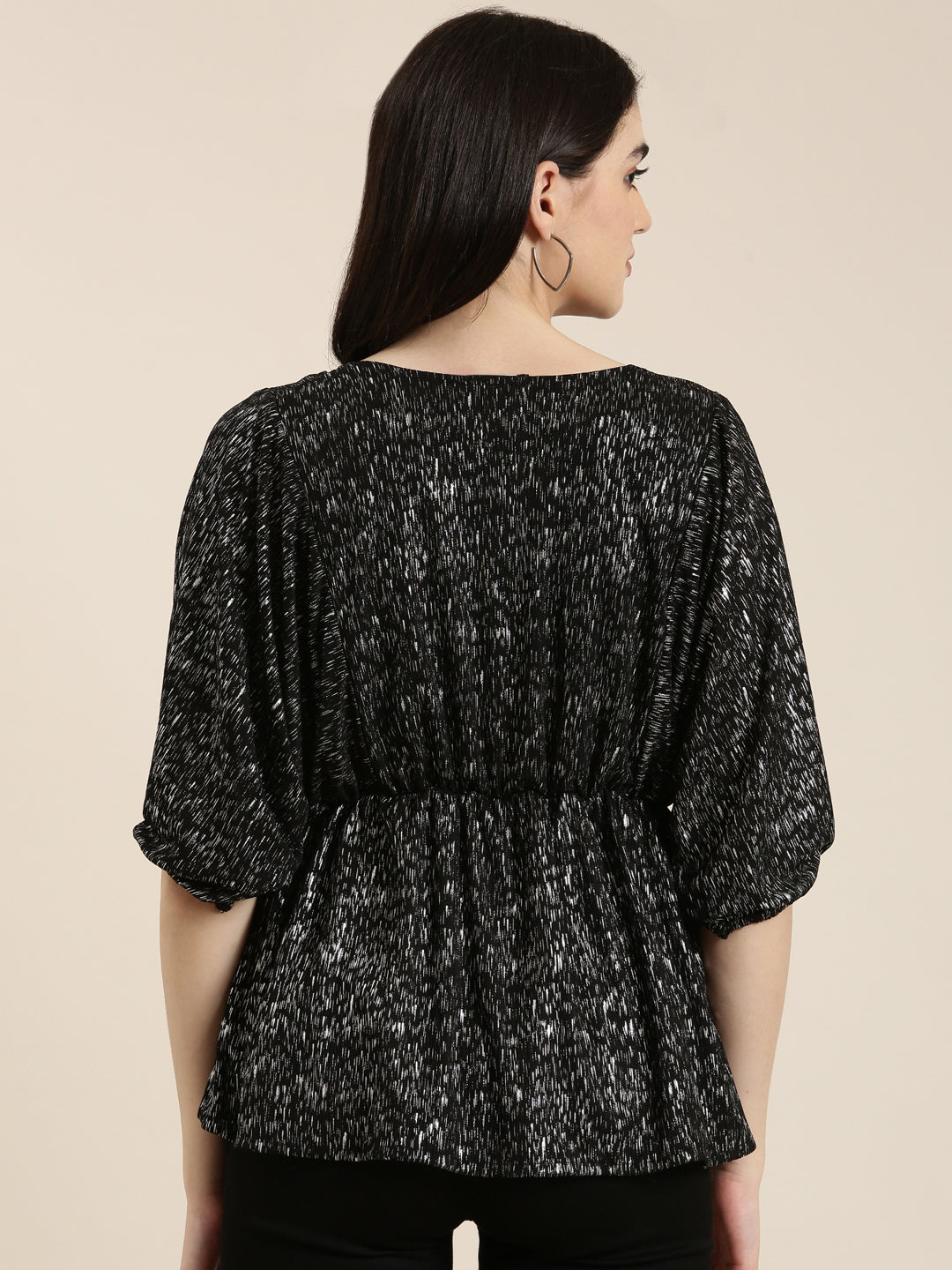 Women Black Printed Peplum Top