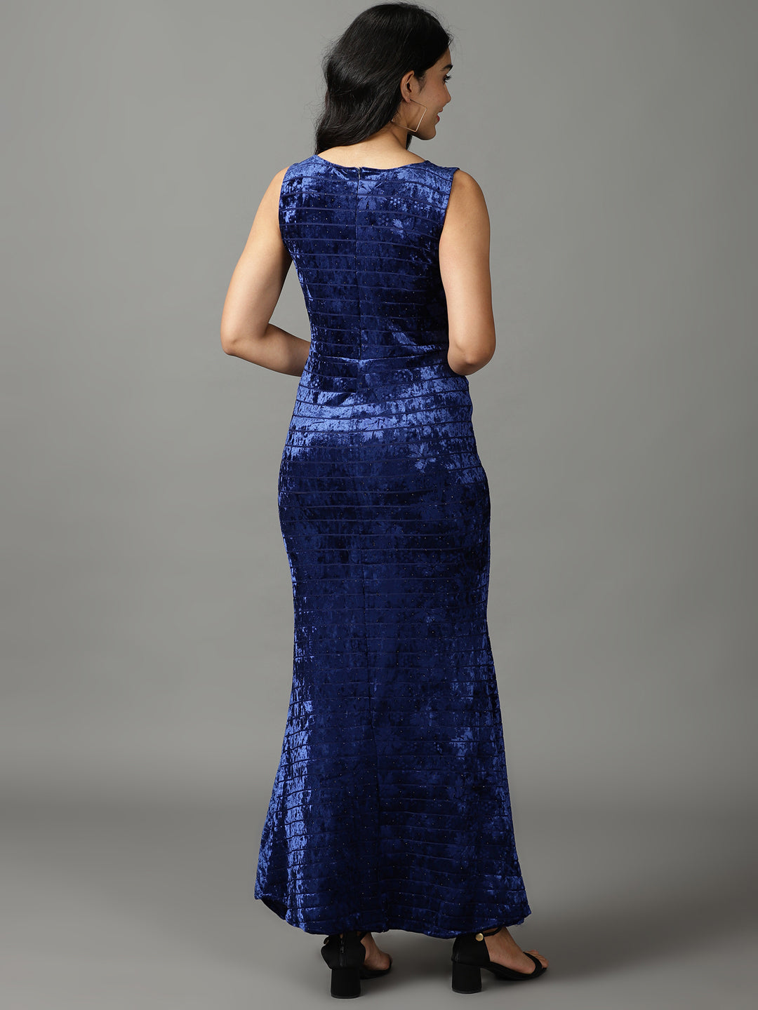 Women's Blue Embellished Maxi Dress