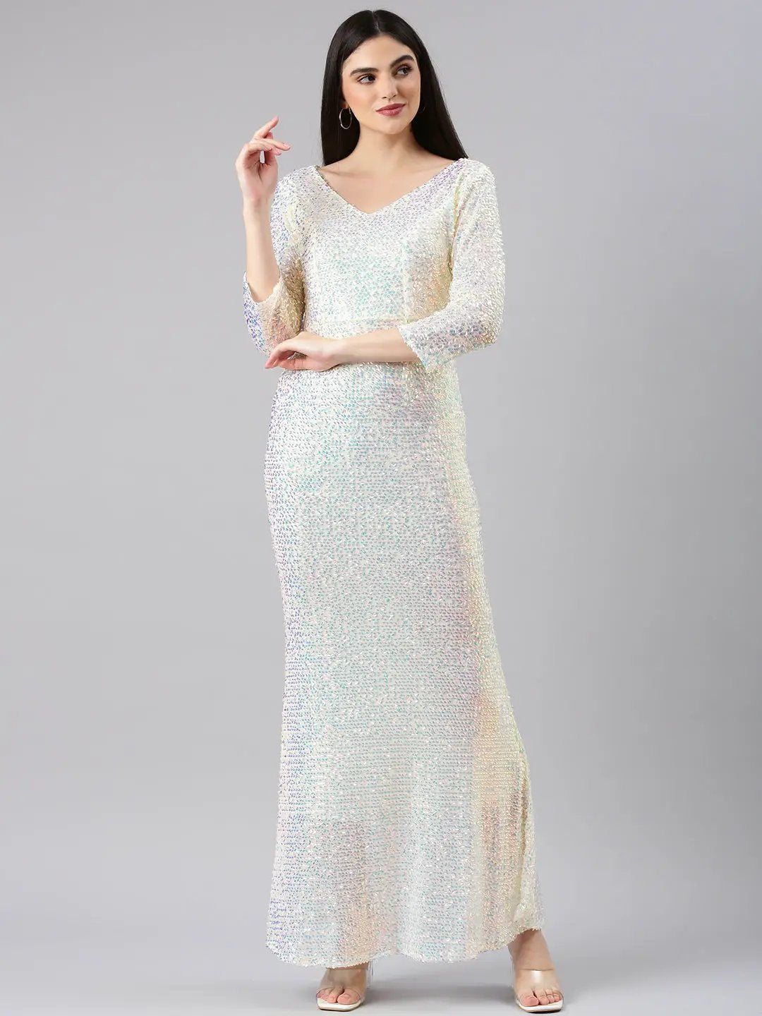 Women's Yellow Embellished Bodycon Dress