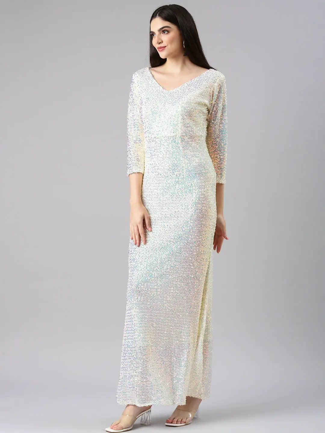 Women's Yellow Embellished Bodycon Dress