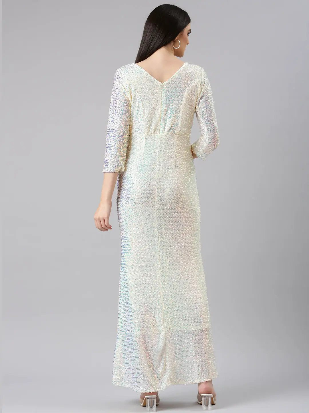 Women's Yellow Embellished Bodycon Dress