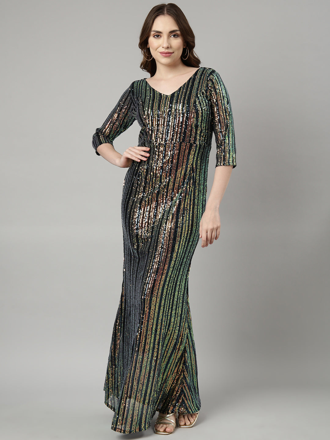 Women Teal Embellished Maxi Dress