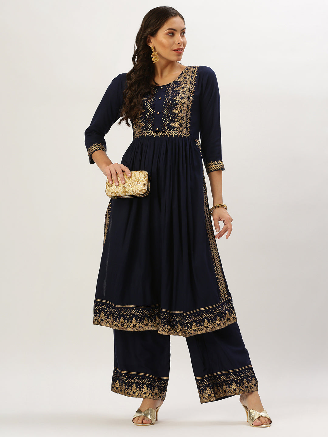 Women's Teal Solid Kurta Set