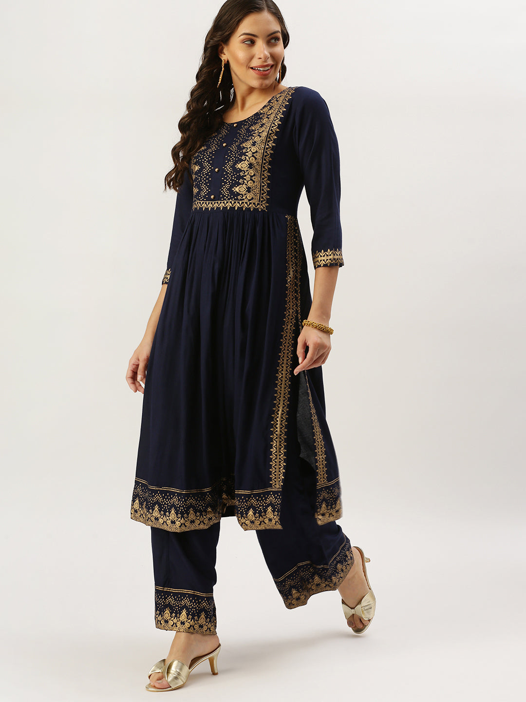 Women's Teal Solid Kurta Set