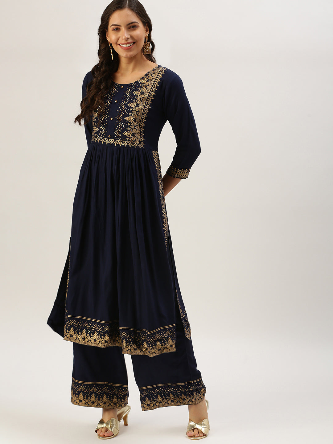 Women's Teal Solid Kurta Set