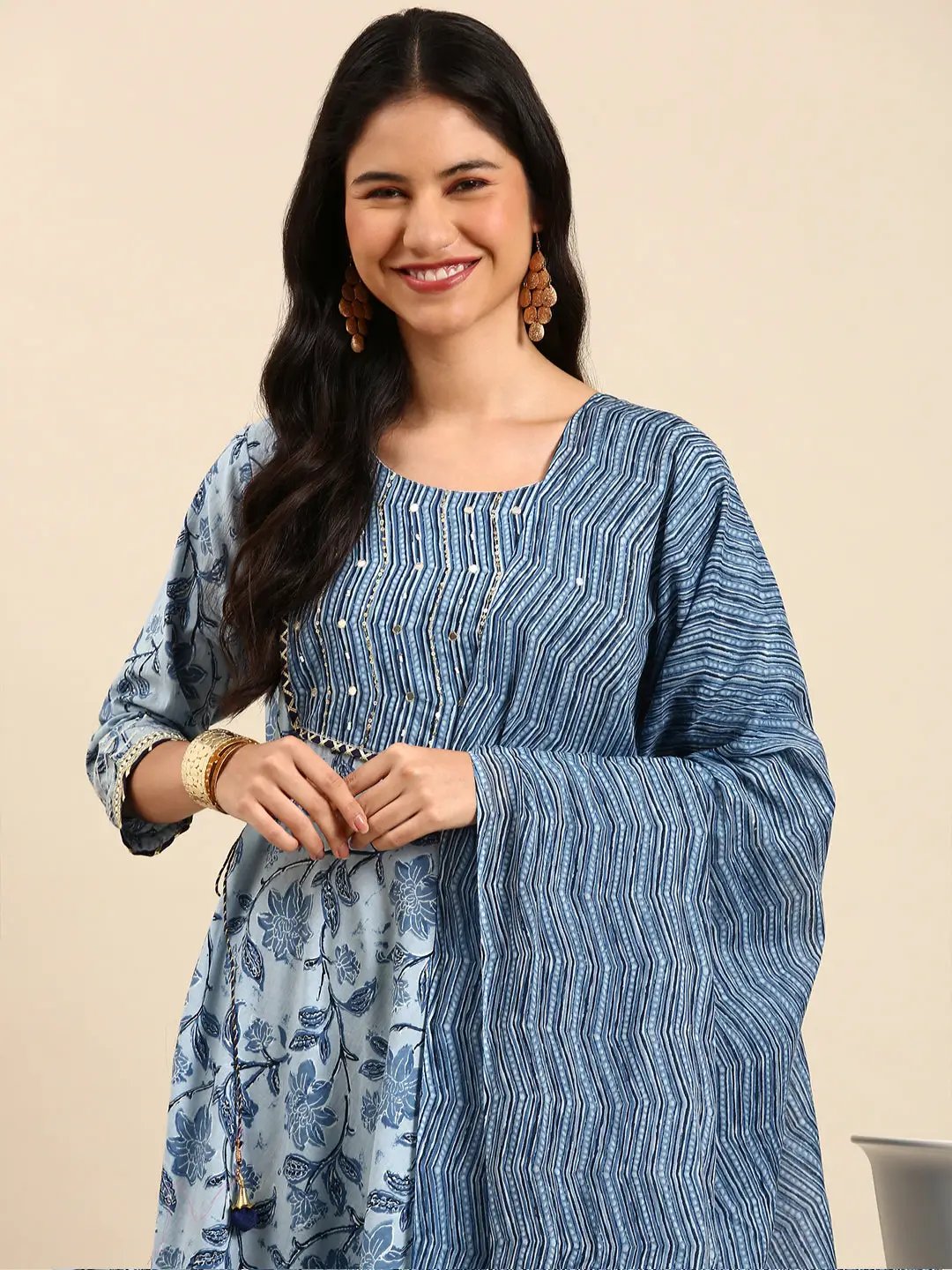 Women's Blue Printed Kurta Set