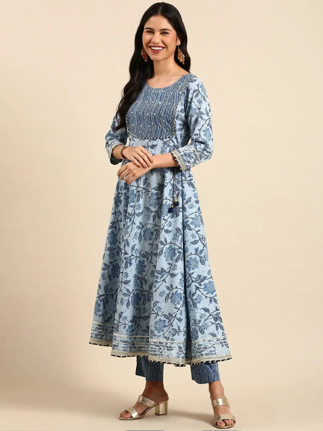 Women's Blue Printed Kurta Set