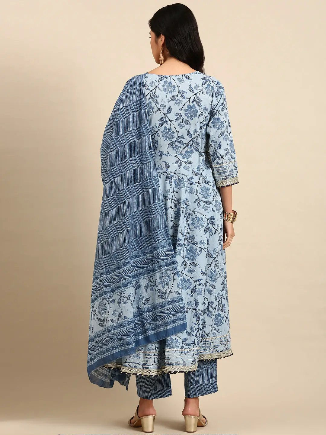 Women's Blue Printed Kurta Set