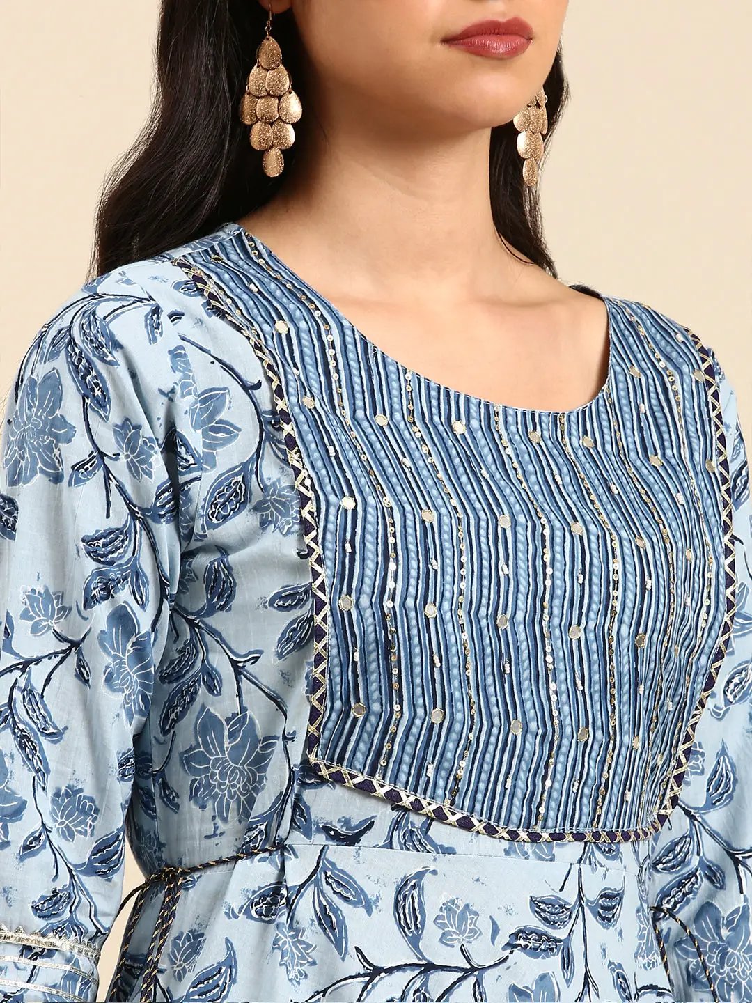 Women's Blue Printed Kurta Set